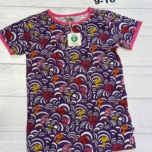 Smafolk Kids' Purple Wave and fish Pattern Tee size 9-10